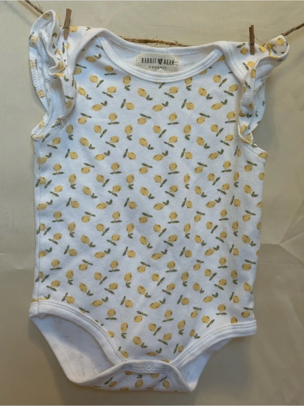 Rabbit + Bear Baby Bodysuit Trio in Yellow and White Lemon Prints